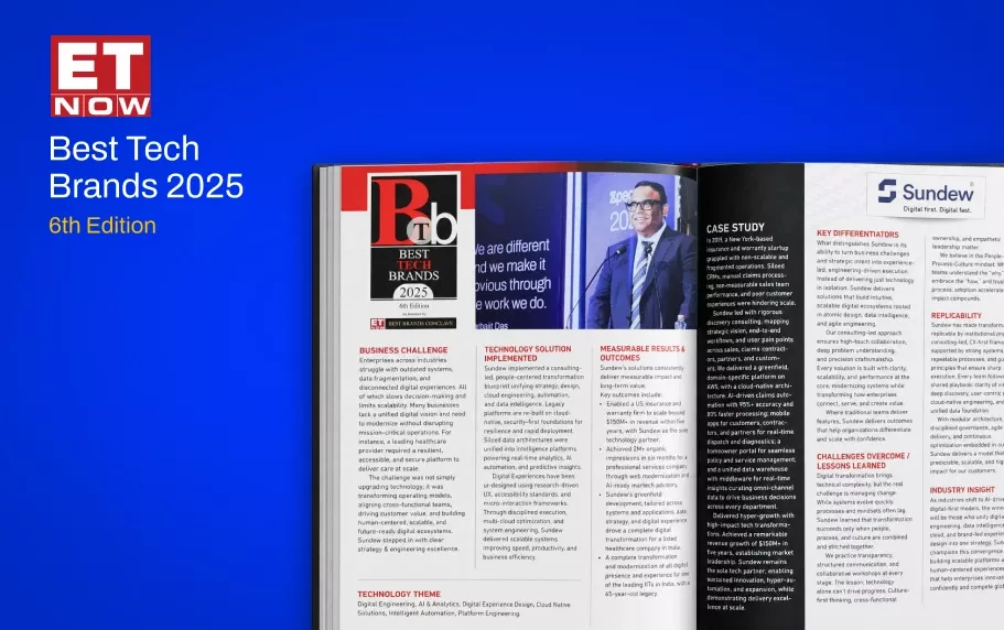Sundew Honored Among 'India’s Best Tech Brands 2025' by ET Now: A Note of Gratitude from Our Team.